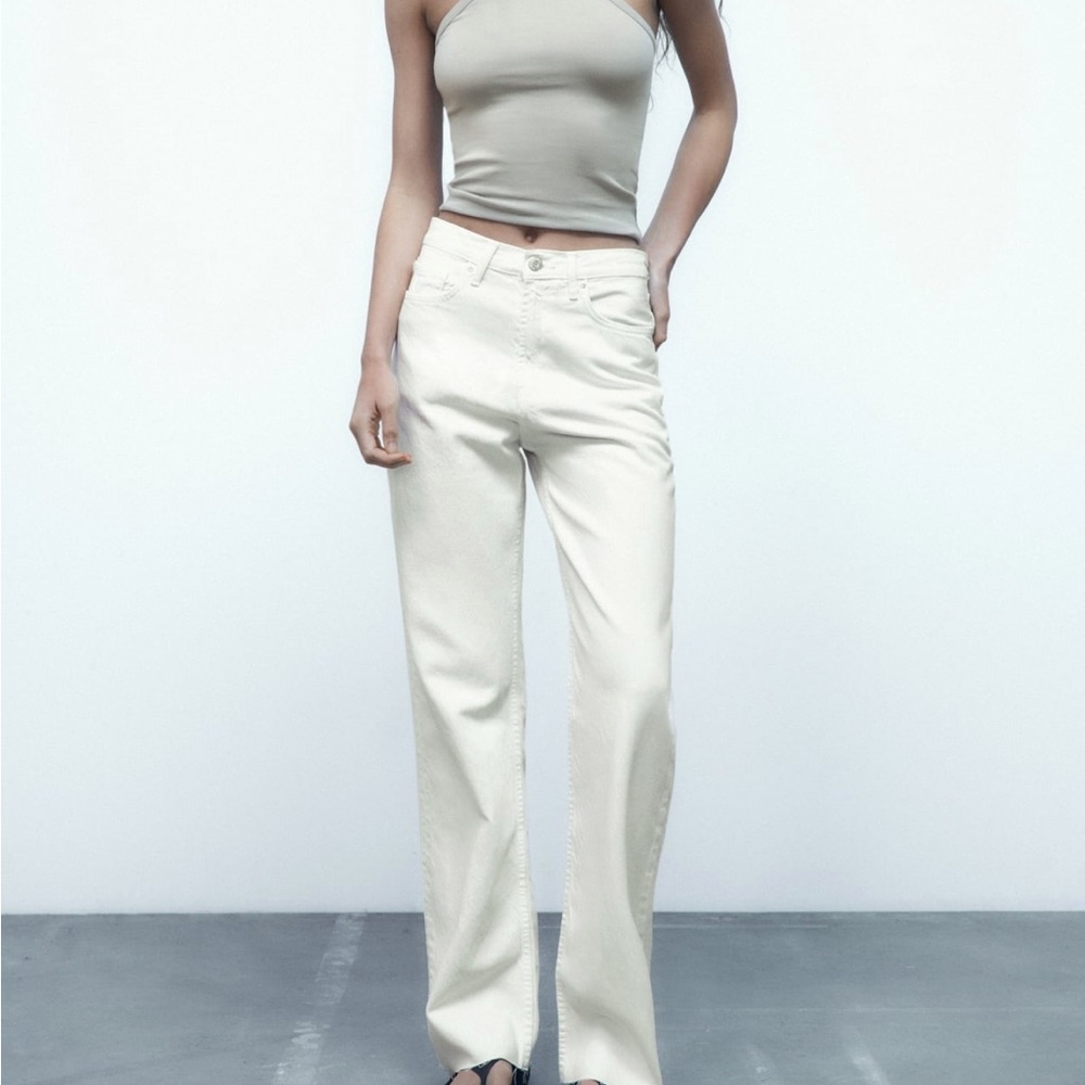 Zara white wide leg denim